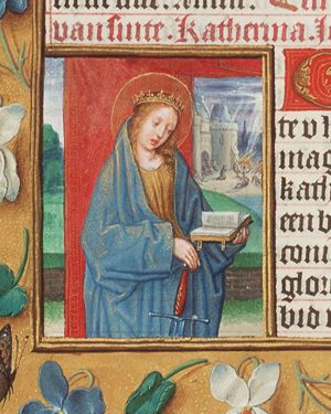 St. Catherine of Alexandria holding a sword and a book
