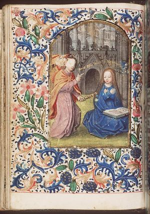 The Annunciation: Gabriel announces Christ's birth to Mary