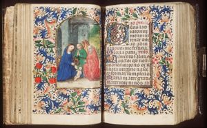 The Nativity: the adoration of the Christ-child by Mary, St. Joseph and angel