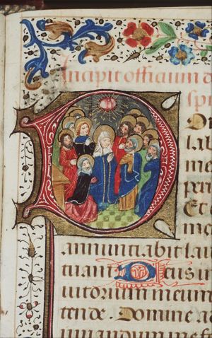Pentecost: the Holy Spirit descends upon Mary and the apostles