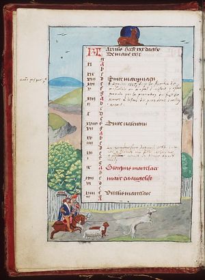 April: men hunting; Taurus