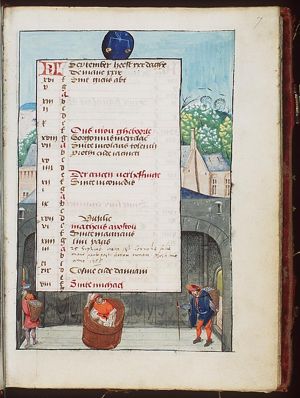 September: grape-harvest and treading grapes; Libra