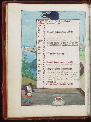 October: man sowing; Scorpio
