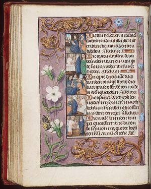 The Nativity: Mary seated, holding the Christ-child; St. Joseph; shepherds adoring (1st of 5)