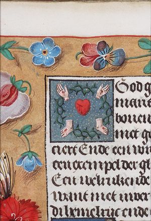 The five wounded limbs of Christ: heart, hands, and feet and crown of thorns (1st of 4)