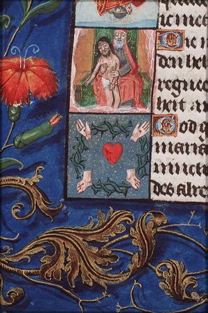 God the Father holding the body of Christ (Not Gottes); Holy Spirit not present (4th of 5)