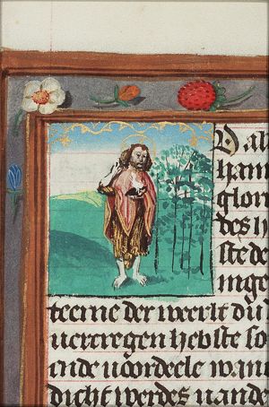 St. John the Baptist holding a book, with the Lamb of God (Agnus Dei)
