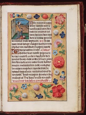 St. Catherine of Alexandria holding a sword and a wheel, with Emperor Maxentius at her feet