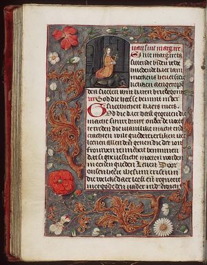 St. Margaret of Antioch emerging from the dragon and holding a cross