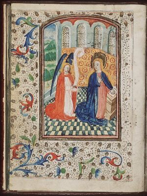 The Annunciation: Gabriel announces Christ's birth to Mary