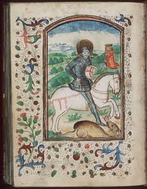 St. George on horseback fighting the dragon