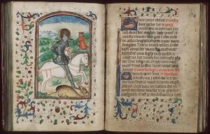 St. George on horseback fighting the dragon