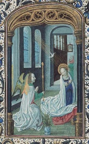 The Annunciation: Gabriel announces Christ's birth to Mary