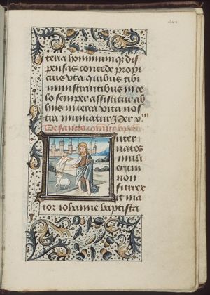 St. John the Baptist holding a book and pointing to the Lamb of God (Agnus Dei)