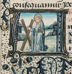 St. Andrew holding a book and the X-shaped cross