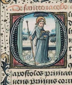 St. James the Great holding a book and a staff