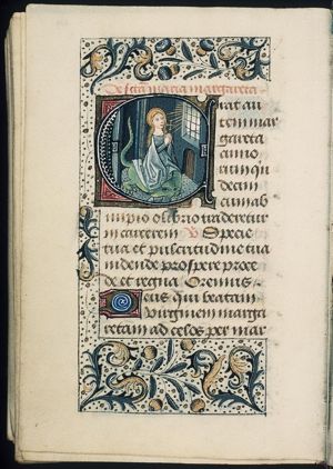 St. Margaret of Antioch emerging from the dragon and holding a cross