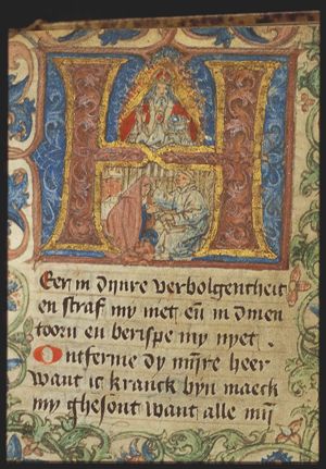 God the Father as a bearded old man; nun confessing