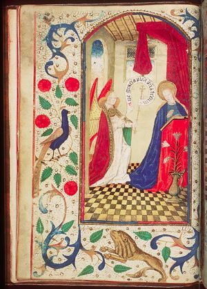 The Annunciation: Gabriel announces Christ's birth to Mary