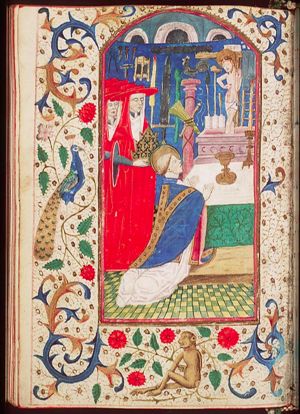 The mass of St. Gregory the Great: Christ appears on the altar