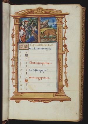 April: a couple hunting and a pair of lovers