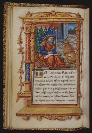 The Evangelist St. Mark writing with his symbol the lion
