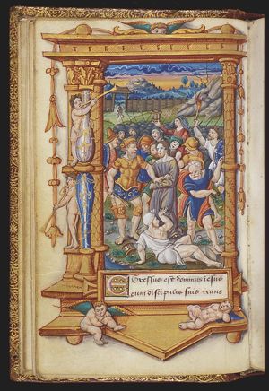 The arrest of Christ: the kiss of Judas; the ear of Malchus cut off by St. Peter
