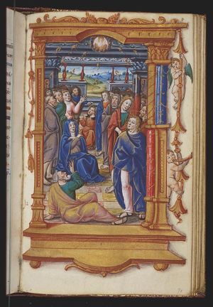 Pentecost: the Holy Spirit descends upon Mary and the apostles