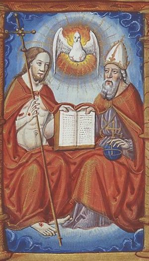 The Trinity: God the Father, Christ and the Holy Spirit as a dove