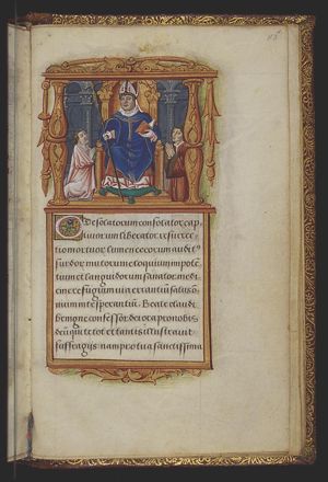 St. Claude as bishop enthroned with donor and praying man (delivered from dead?)