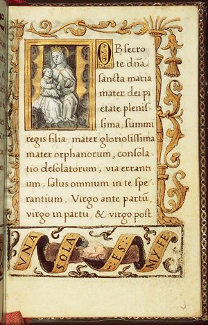Madonna: Mary enthroned, holding the Christ-child