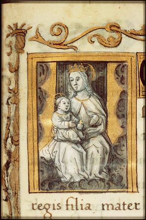Madonna: Mary enthroned, holding the Christ-child
