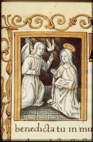 The Annunciation: Gabriel announces Christ's birth to Mary