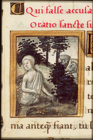 The elders spying upon Susanna bathing