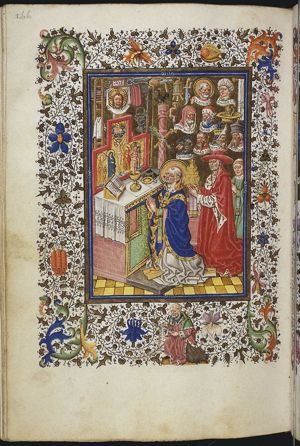 The mass of St. Gregory the Great: Christ appears on the altar