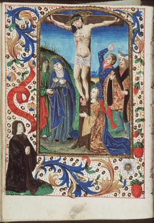 The Crucifixion, with Mary, St. John, St. Mary Magdalene and two others (the confessing centurion and soldier?)