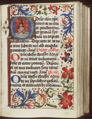 Man of Sorrows: Christ in his tomb, holding scourge and reed